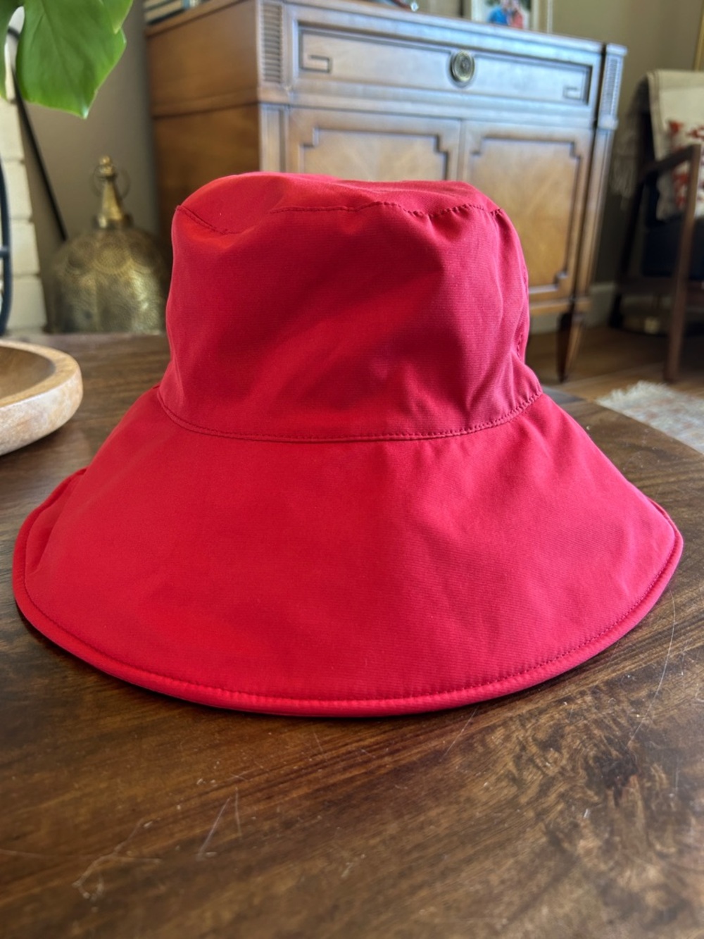 Red Wide Brim Bucket Hat | Packable Lightweight Sun Hat Festival Beach OS